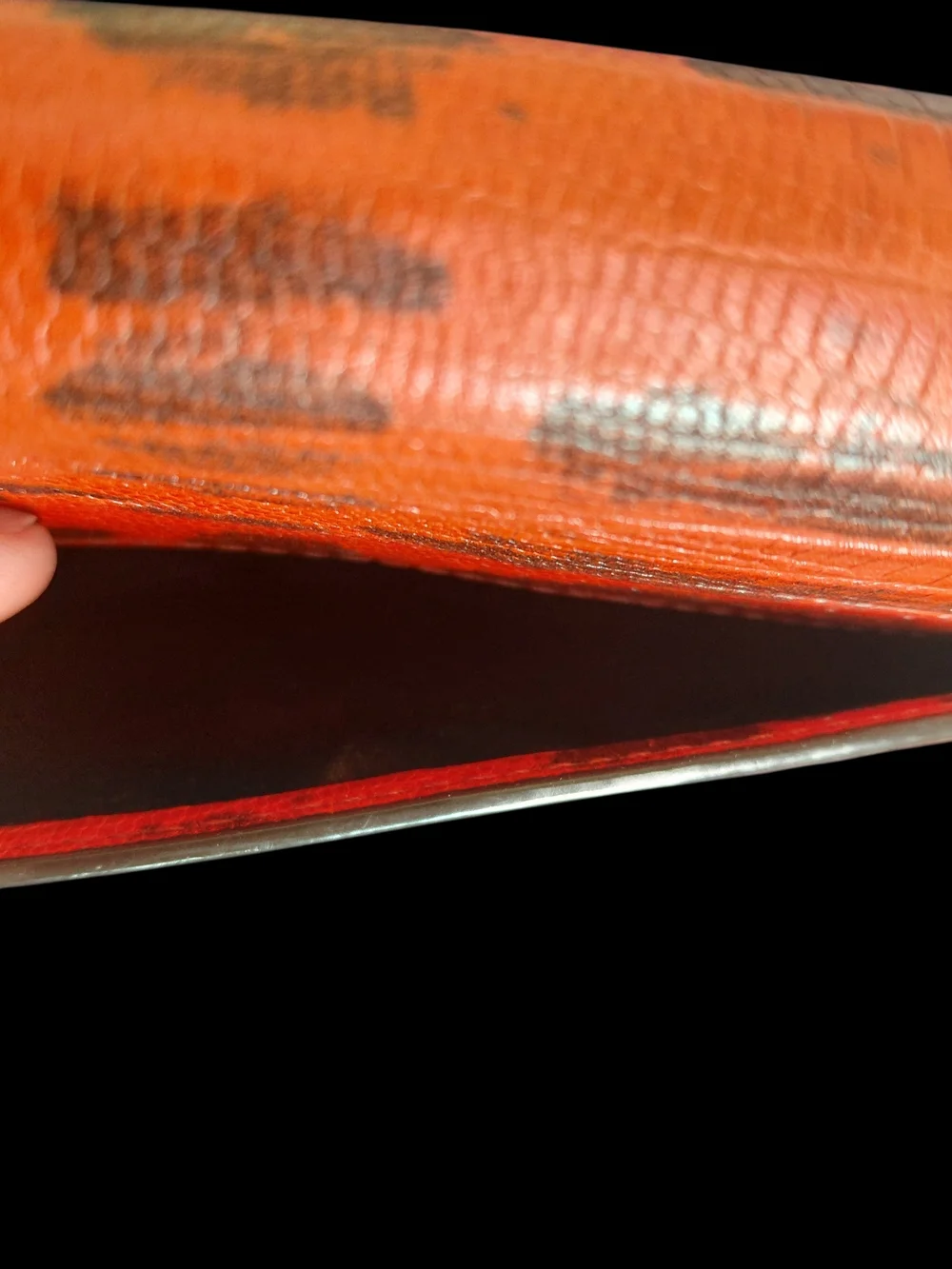 Henri Bendel Vintage Reddish Croc-Embossed Leather Clutch/Crossbody - Picture 4 of 11